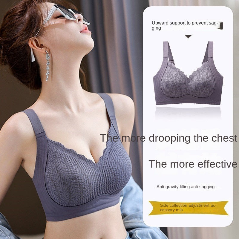 Anti-Gravity Push-Up Soft Support Underwear Fixed Cup Seamless No Rims Lifting Push-Up Anti-Sagging Adjustable Bra